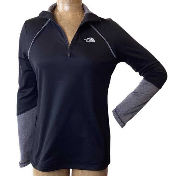 The North Face Women's 1/4 Zip Pullover Top Sz M Black/Gray #327B - Picture 3 of 10